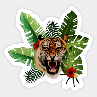 Tropical Tiger Floral Sticker